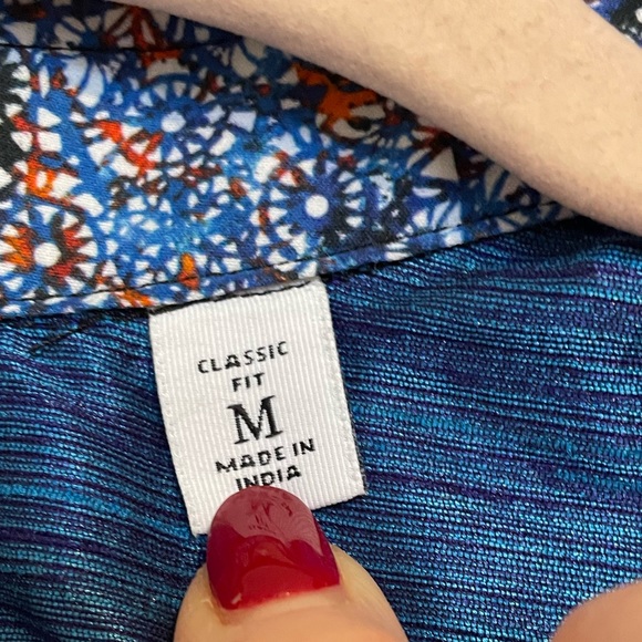 Robert Graham Ludwig Geo Print Stretch Button-Up Shirt, Navy, NWT, Size Medium - Picture 6 of 15